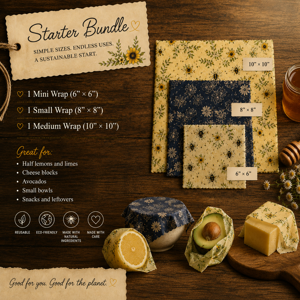 Hive Five Bee Fresh Beeswax Wrap Bundles