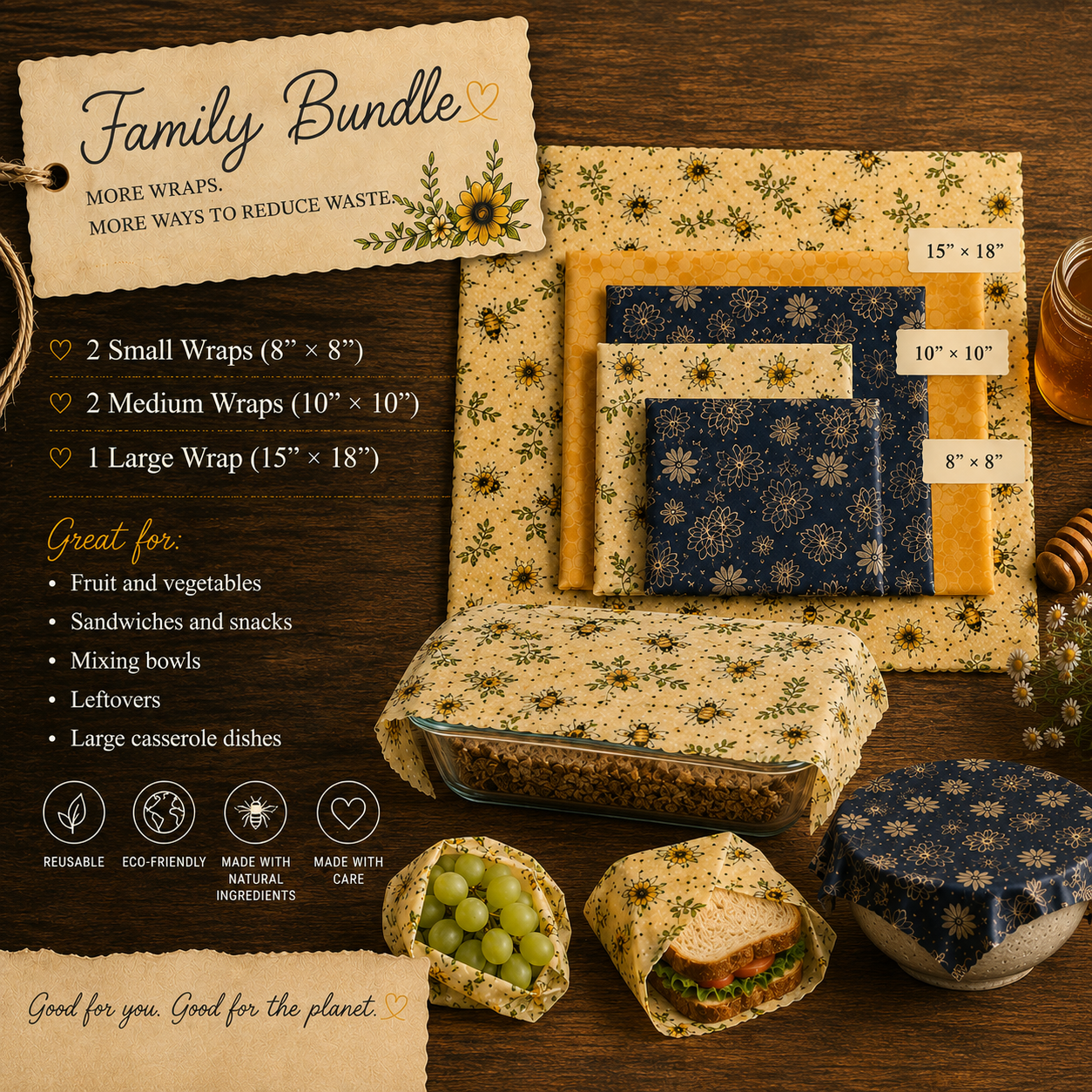 Hive Five Bee Fresh Beeswax Wrap Bundles