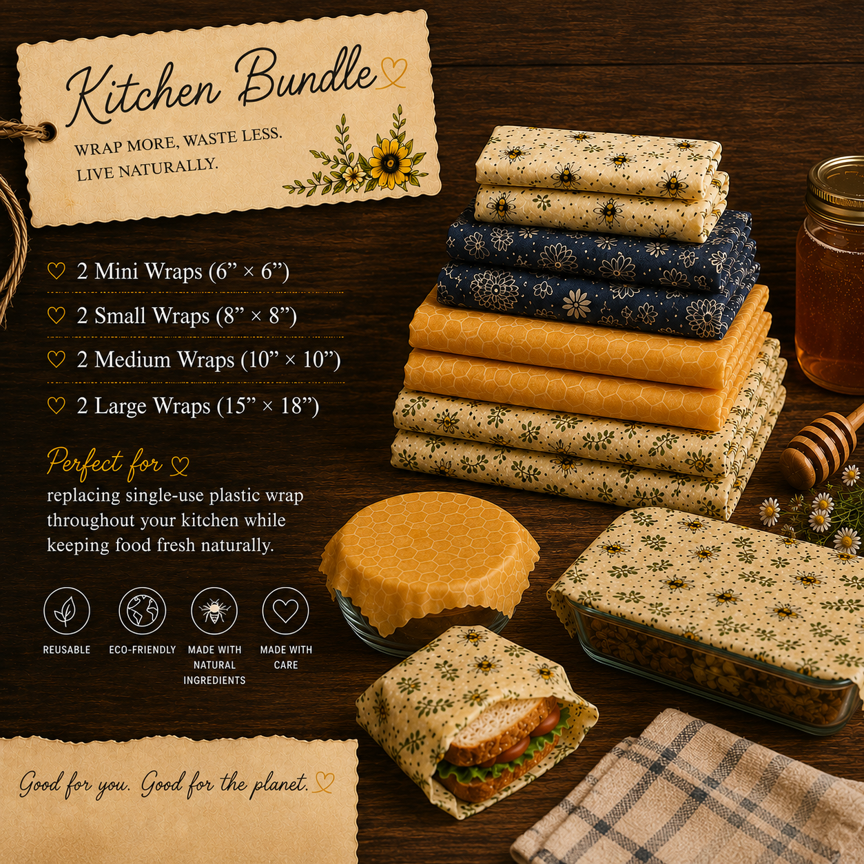 Hive Five Bee Fresh Beeswax Wrap Bundles