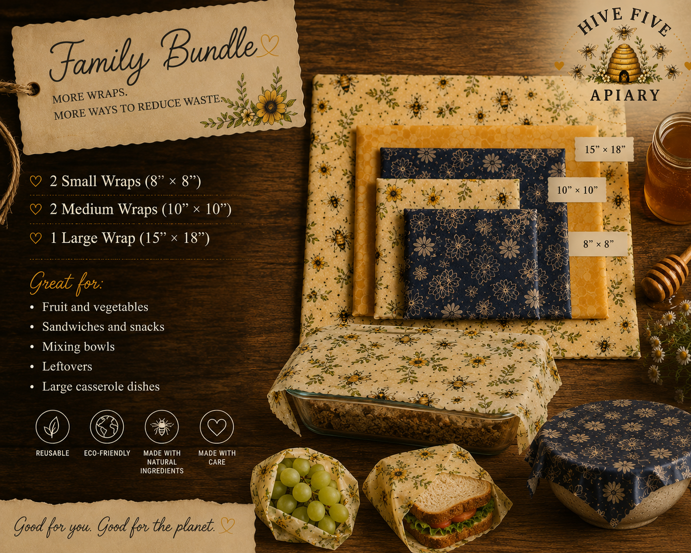 Hive Five Beeswax Wrap Bundles