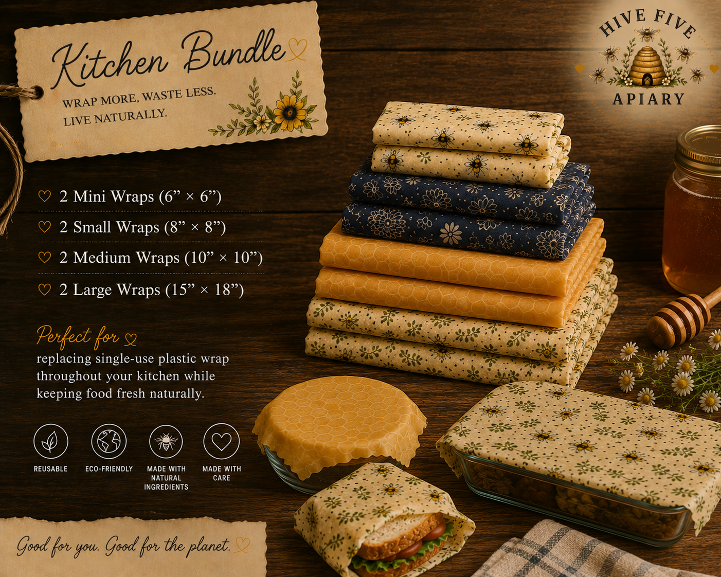 Hive Five Beeswax Wrap Bundles